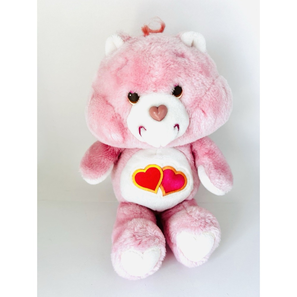 Care Bears Original Vintage Love A Lot Bear Pink With Hearts Stuffed Plush 13"